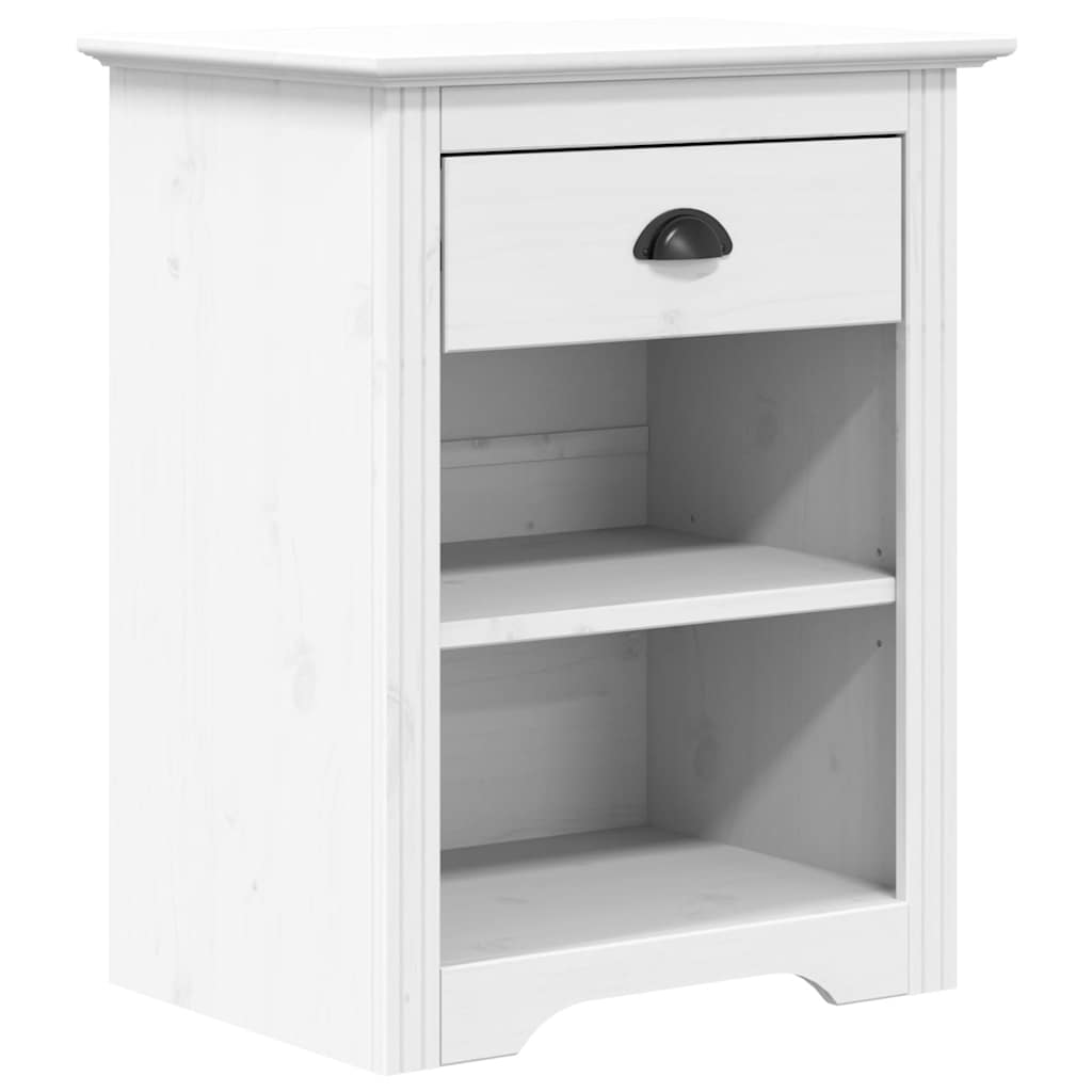 Comodino BODO 53x38,5x67 cm in Legno Massello di Pino Bianco