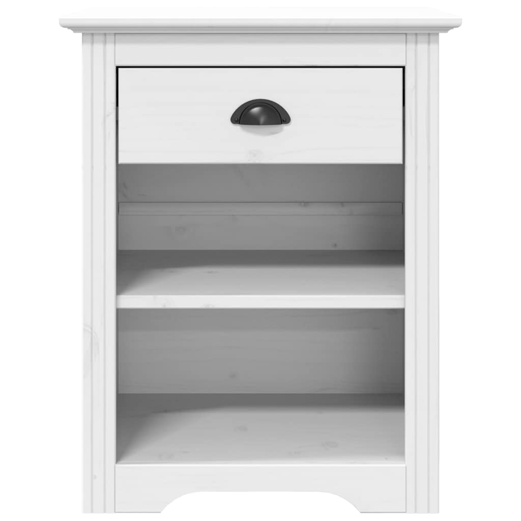 Comodino BODO 53x38,5x67 cm in Legno Massello di Pino Bianco