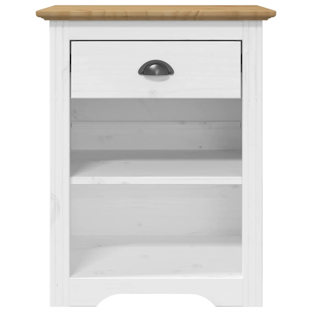 Comodino BODO 53x38,5x67 cm in Legno Massello di Pino Marrone