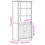 Libreria BODO 82x40x173 cm in Legno Massello di Pino Grigio
