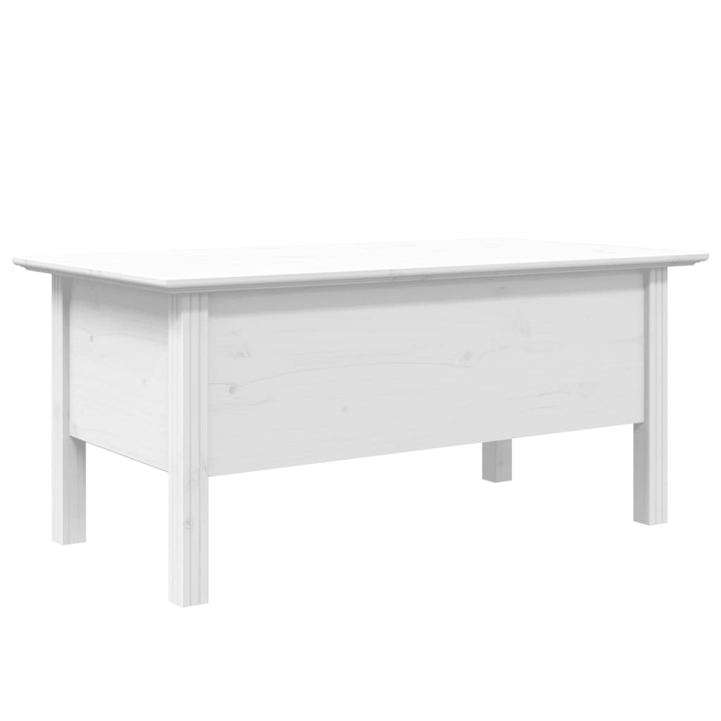 Tavolino da Salotto BODO 100x55x46cm Legno Massello Pino Bianco