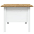 Tavolino BODO 100x55x46 cm Legno Massello Pino Bianco e Marrone
