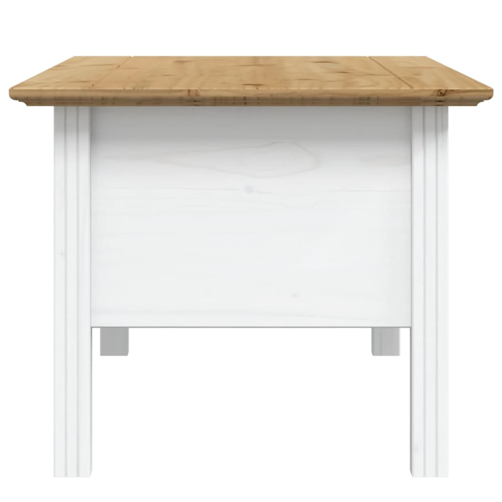 Tavolino BODO 100x55x46 cm Legno Massello Pino Bianco e Marrone