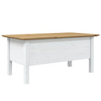 Tavolino BODO 100x55x46 cm Legno Massello Pino Bianco e Marrone