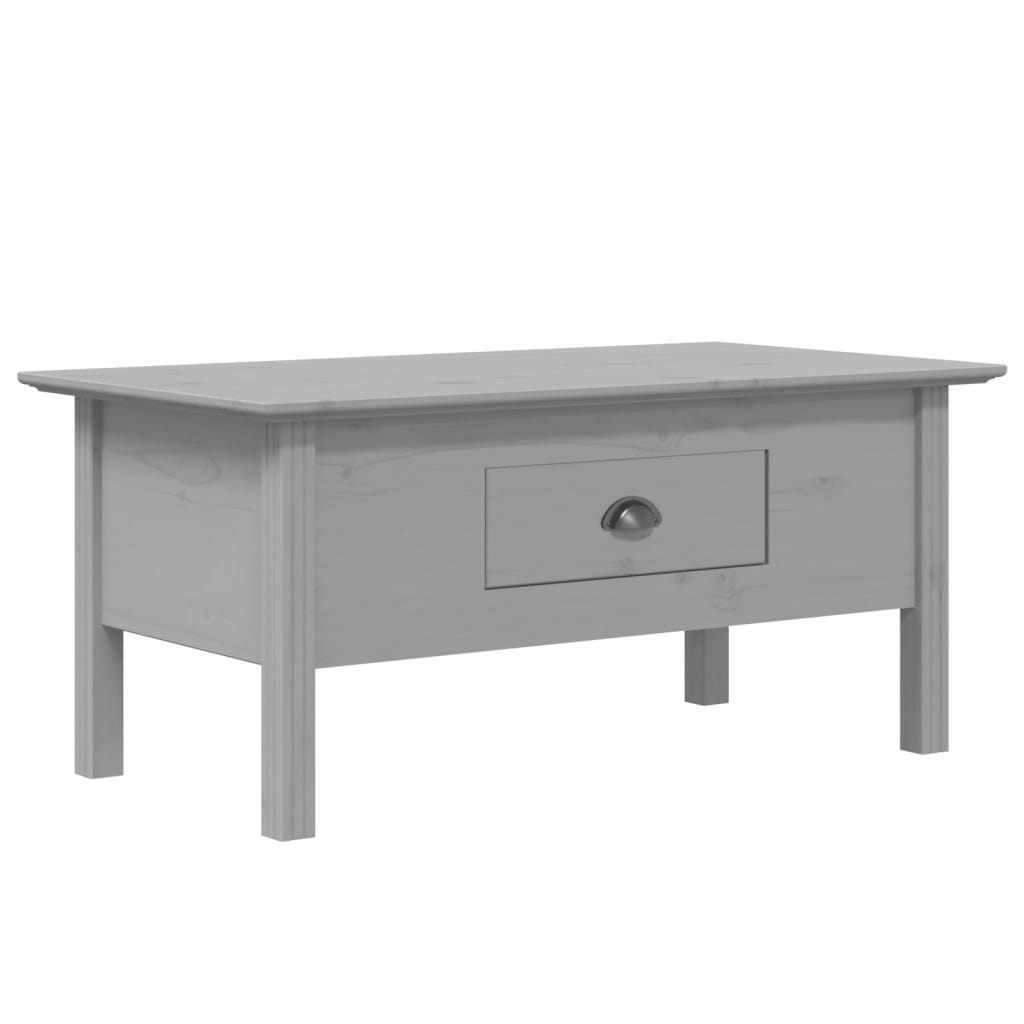 Tavolino da Salotto BODO 100x55x46cm Legno Massello Pino Grigio