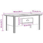 Tavolino da Salotto BODO 100x55x46cm Legno Massello Pino Grigio