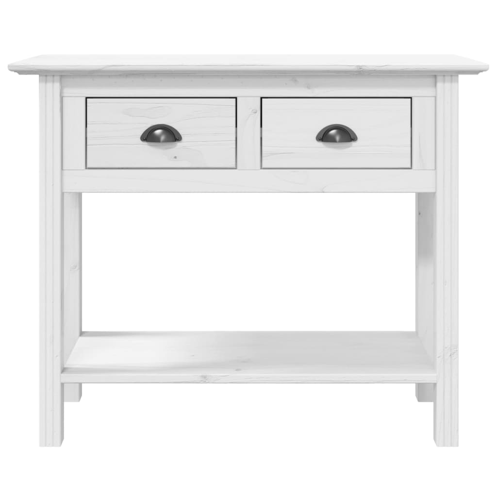 Tavolo Consolle BODO 91x35x74 cm Legno Massello Pino Bianco