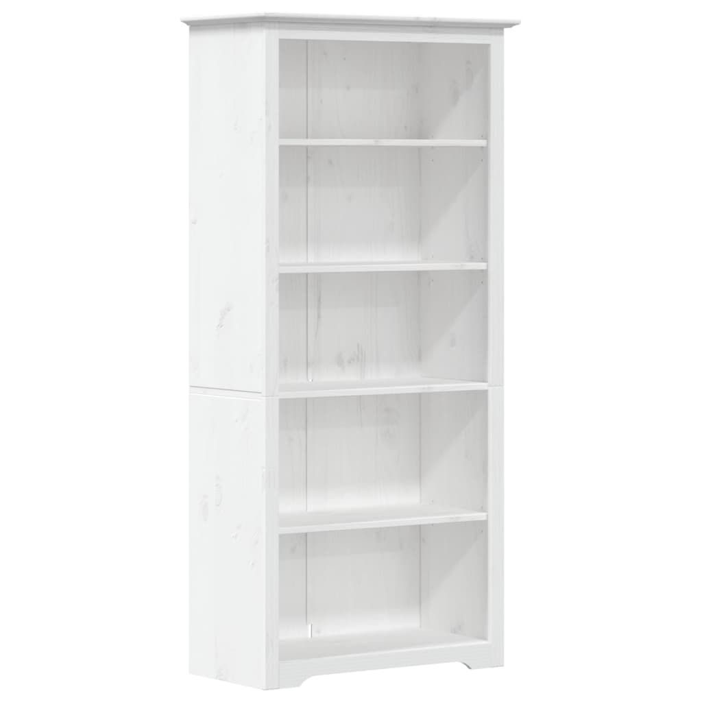 Libreria BODO 5 Ripiani 82x40x173 cm Legno Massello Pino Bianco