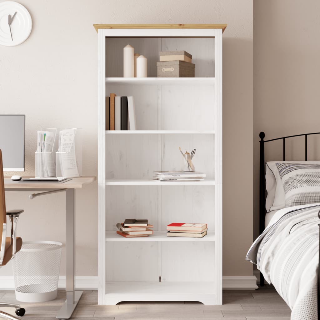 Libreria BODO 5 Ripiani 82x40x173cm Legno Massello Pino Marrone