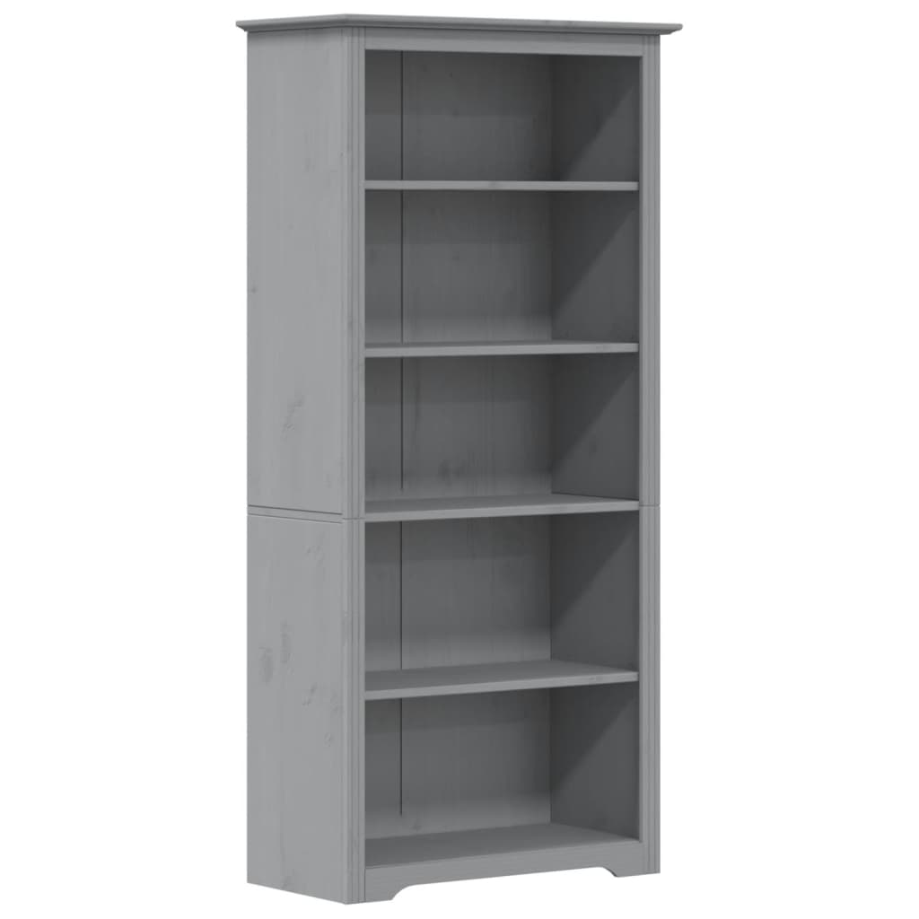 Libreria BODO 5 Ripiani 82x40x173 cm Legno Massello Pino Grigia