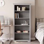Libreria BODO 5 Ripiani 82x40x173 cm Legno Massello Pino Grigia