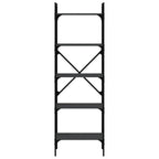 Libreria Nera 5 Ripiani 56x31,5x174 cm Legno Multistrato