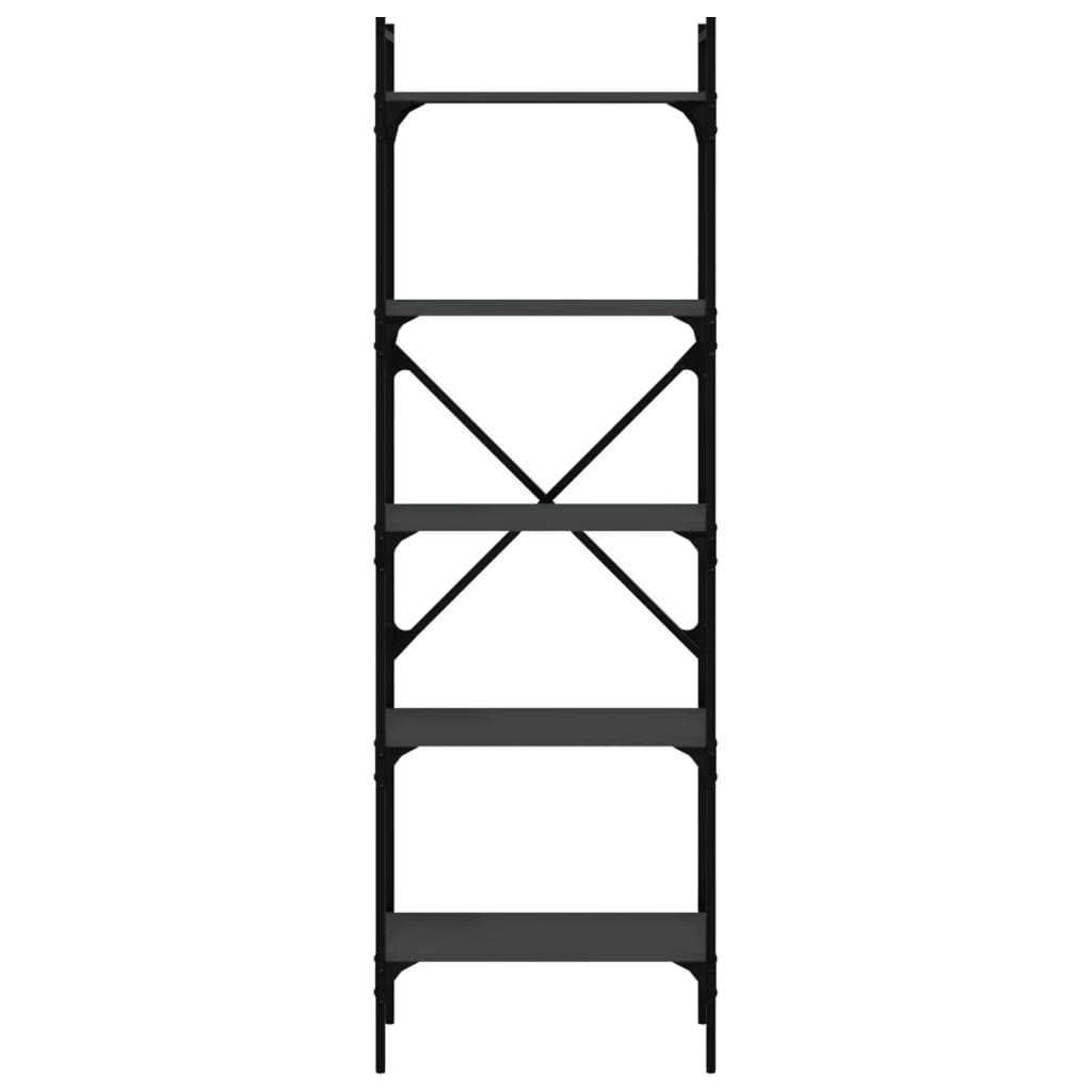 Libreria Nera 5 Ripiani 56x31,5x174 cm Legno Multistrato