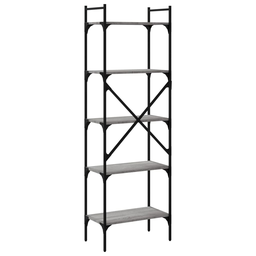 Libreria Grigio Sonoma 5 Ripiani 56x31,5x174 cm Multistrato