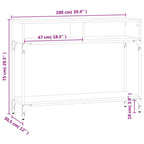 Tavolino Consolle Nero 100x30,5x75 cm in Legno Multistrato