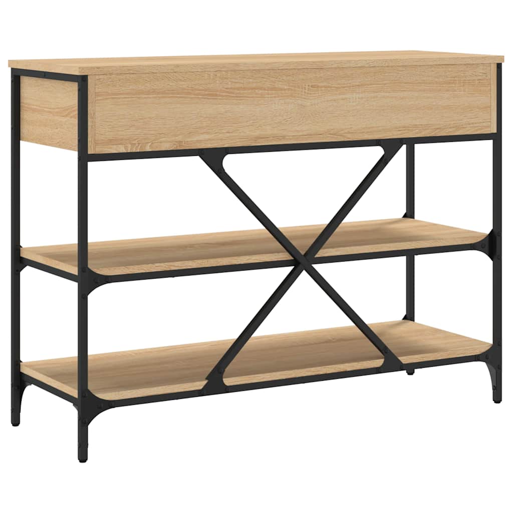 Tavolino Consolle Cassetti e Ripiani Rovere Sonoma Multistrato