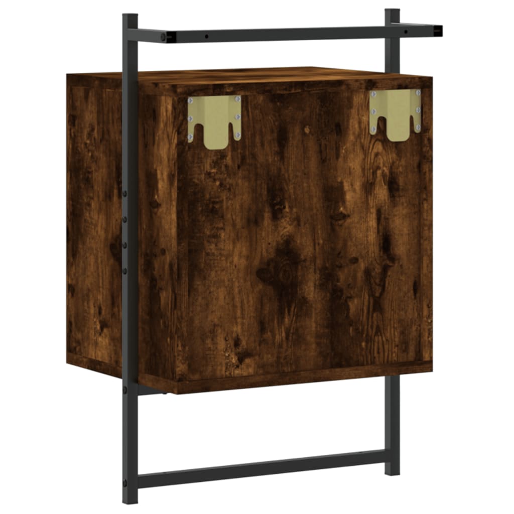Comodini a Muro 2 pz Rovere Fumo 40x30x61 cm Legno Multistrato