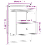 Comodini a Muro 2 pz Rovere Fumo 40x30x61 cm Legno Multistrato