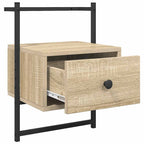 Comodino a Muro Rovere Sonoma 35x30x51 cm Legno Multistrato
