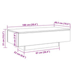 Tavolino da Salotto Bianco 100x49,5x31 cm in Legno Multistrato
