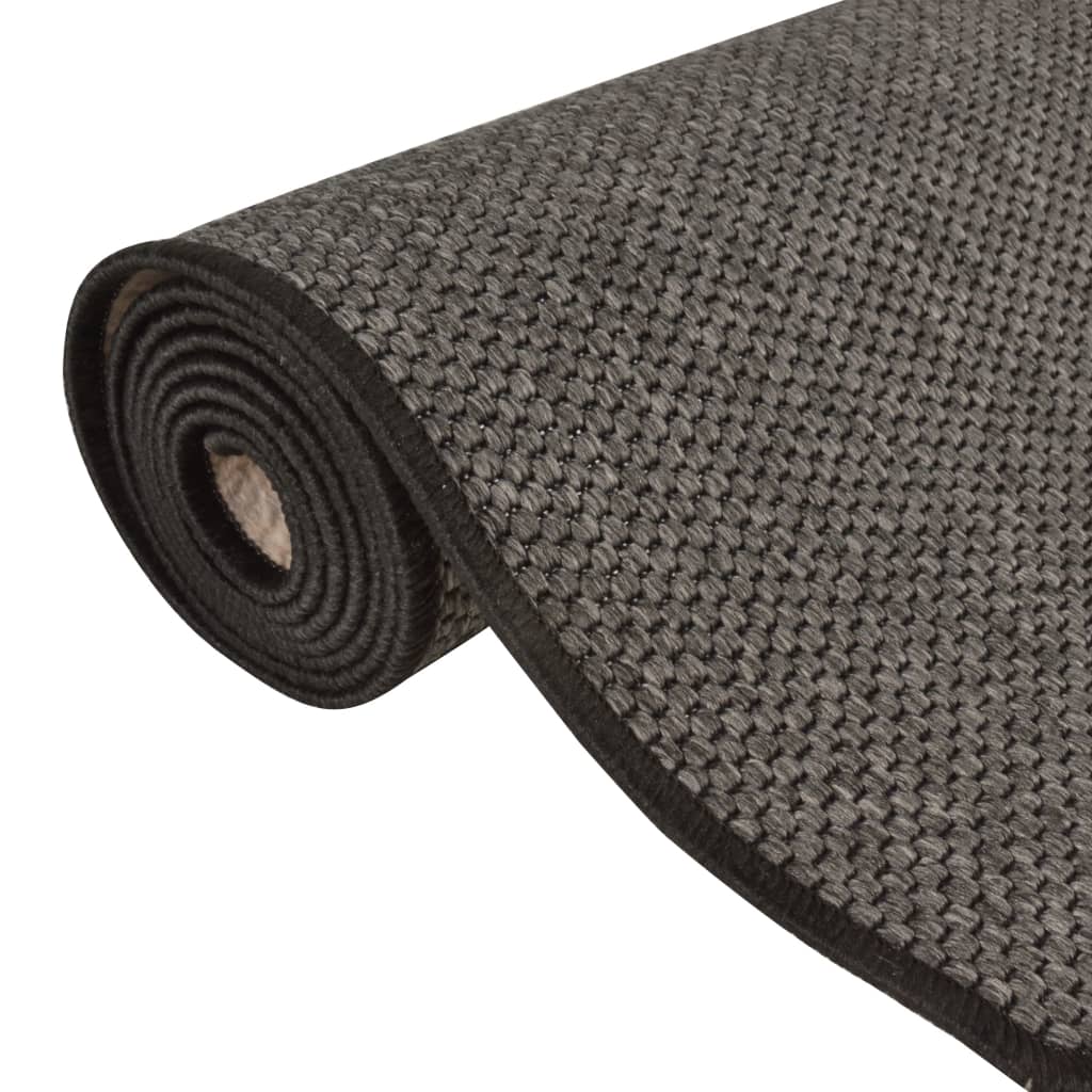 Tappeto Corsia Aspetto Sisal Antracite 80x400 cm