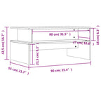 Tavolino Salotto Grigio Sonoma 90x55x42,5 cm Legno Multistrato