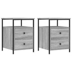Comodini 2 pz Grigio Sonoma 44x45x60 cm in Legno Multistrato