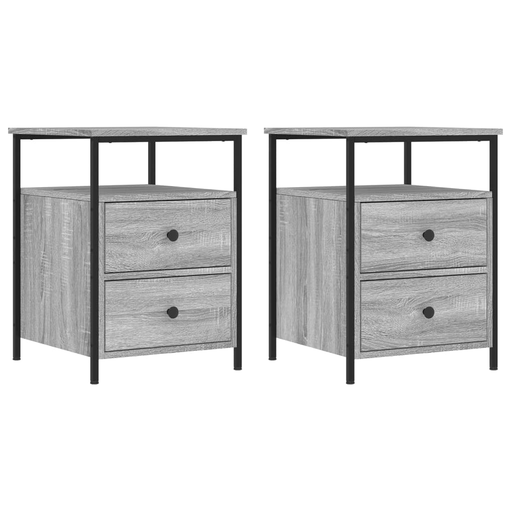 Comodini 2 pz Grigio Sonoma 44x45x60 cm in Legno Multistrato