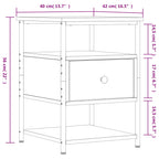 Comodino Grigio Sonoma 40x42x56 cm in Legno Multistrato