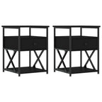 Comodini 2 pz Neri 40x42x55 cm in Legno Multistrato