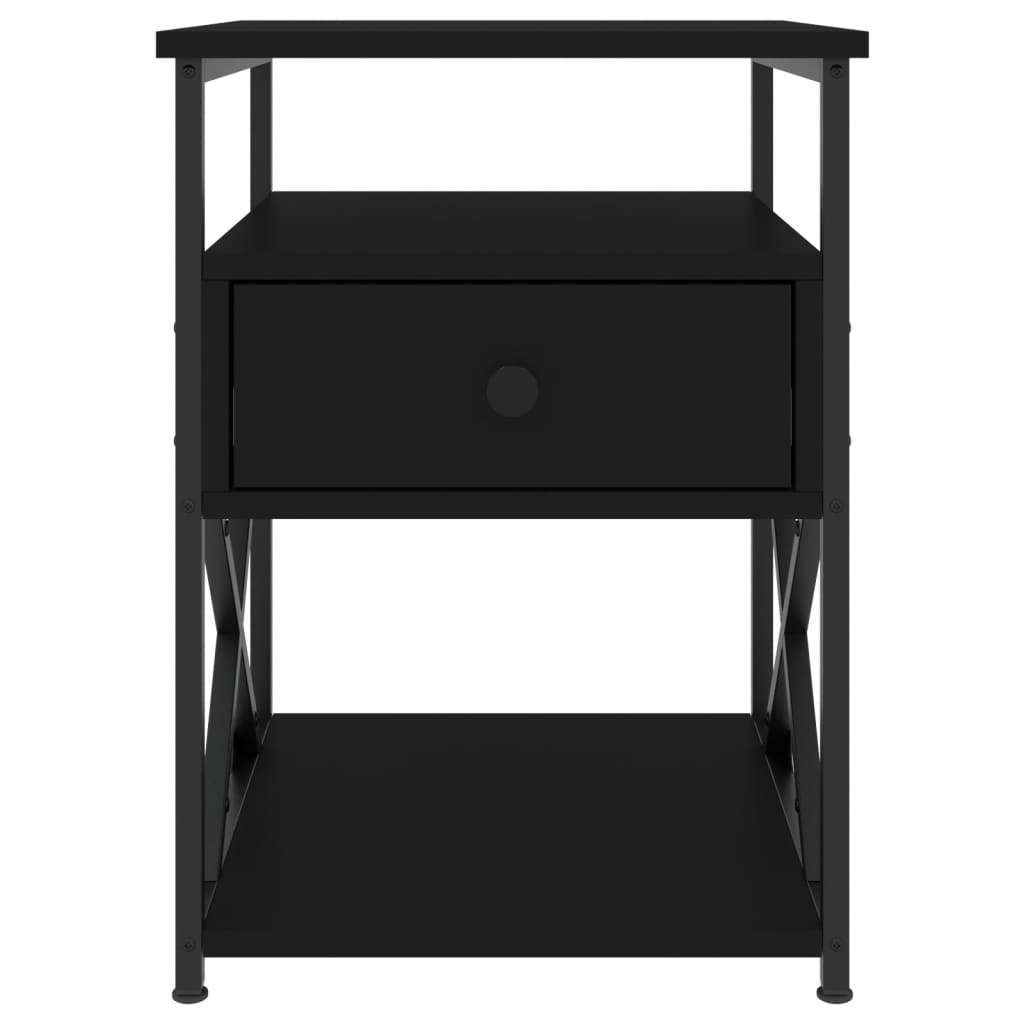 Comodini 2 pz Neri 40x42x55 cm in Legno Multistrato