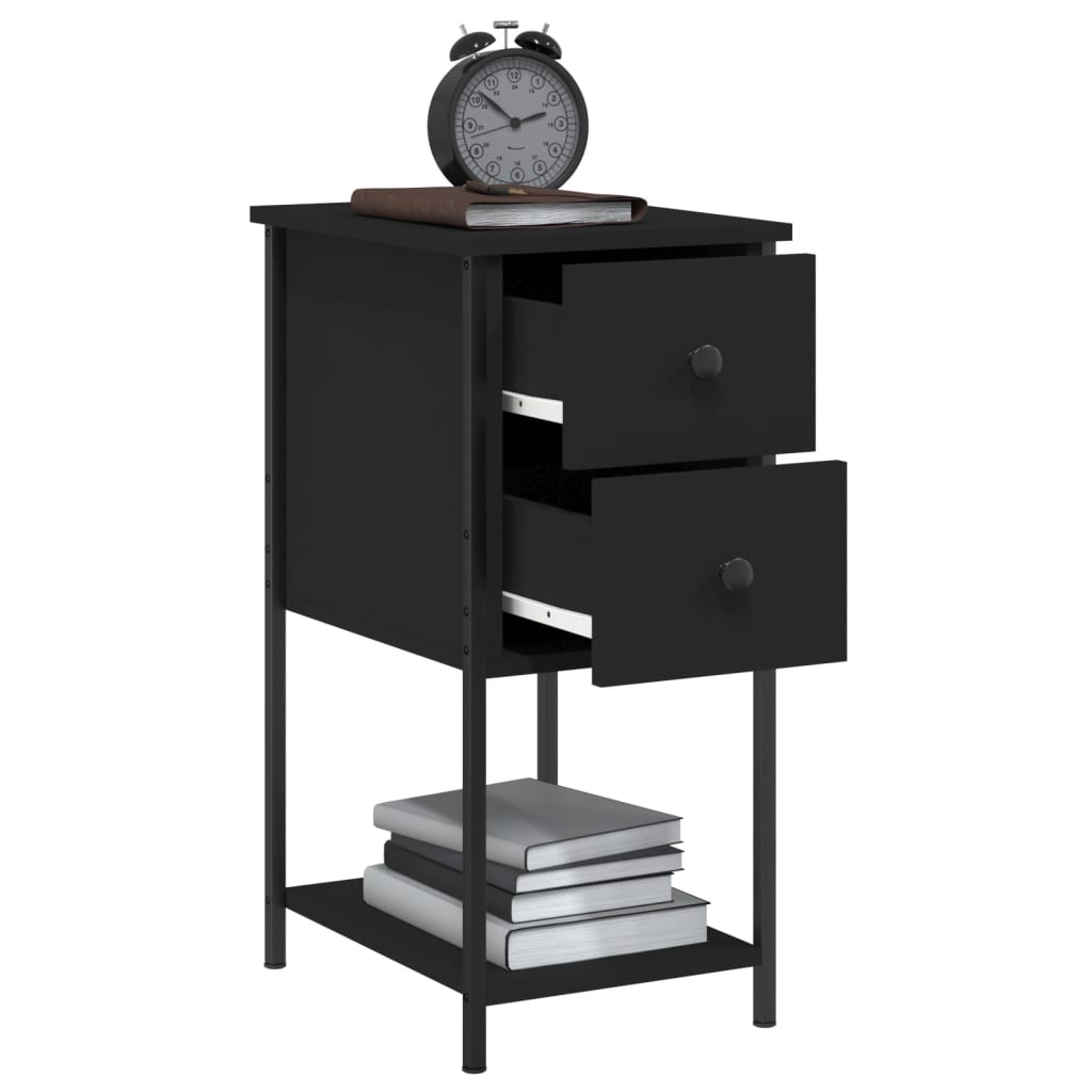 Comodini 2 pz Neri 32x42x70 cm in Legno Multistrato