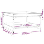 Tavolino Rovere Fumo 80x80x45 cm in Legno Multistrato e Ferro