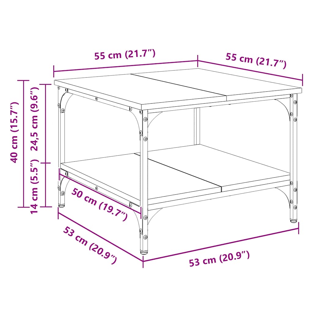 Tavolino da Salotto Grigio Sonoma 55x55x40 cm Legno Multistrato