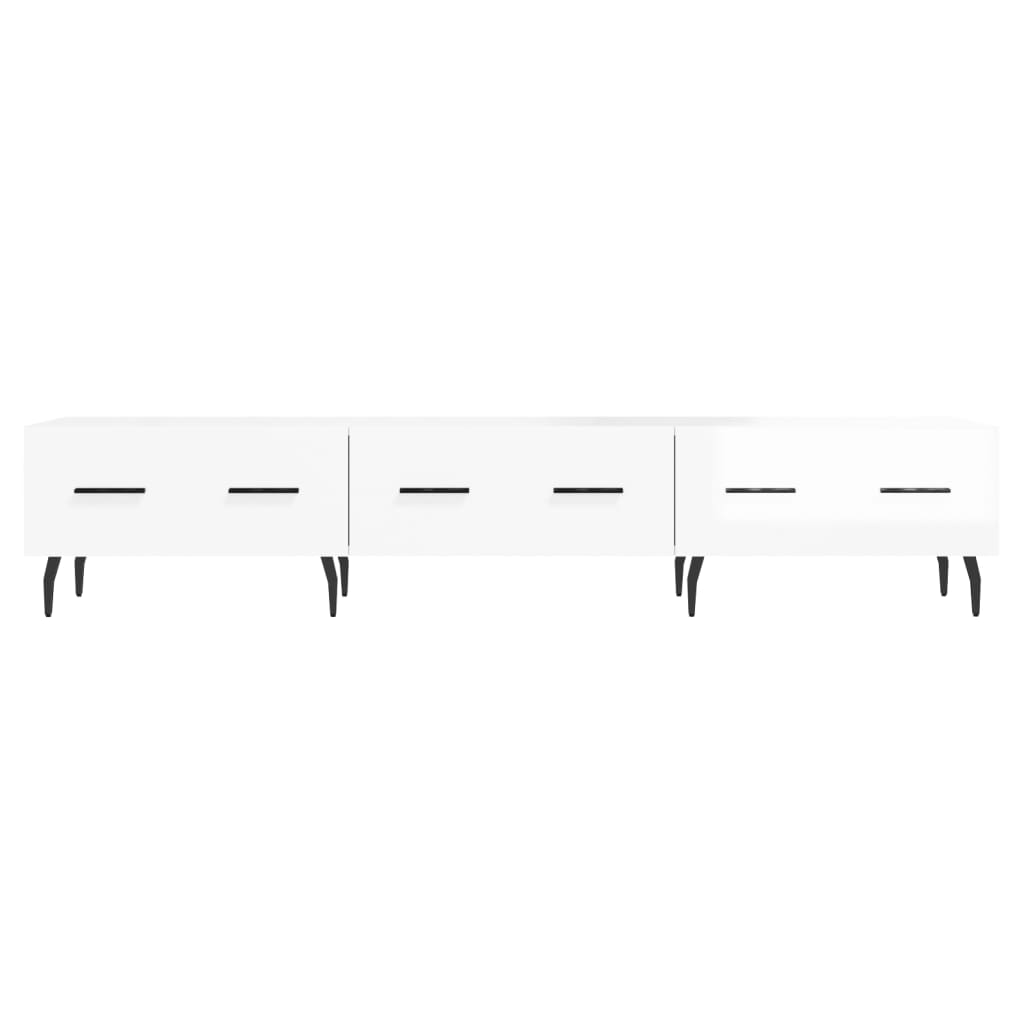 Mobile Porta TV Bianco Lucido 150x36x30 cm in Legno Multistrato