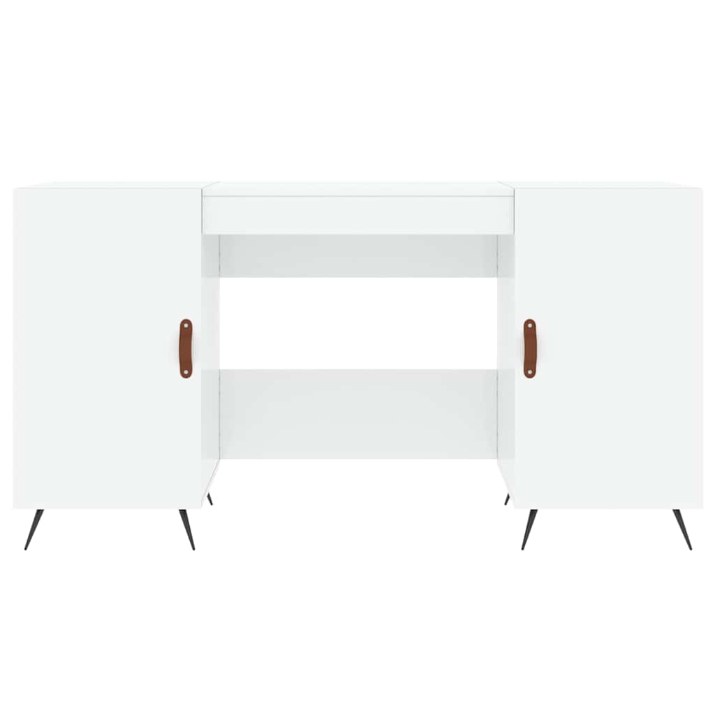 Scrivania Bianco Lucido 140x50x75 cm in Legno Multistrato