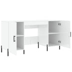 Scrivania Bianco Lucido 140x50x75 cm in Legno Multistrato