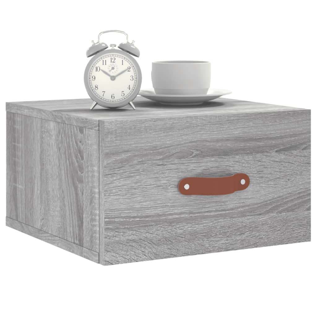 Comodino a Muro Grigio Sonoma 35x35x20 cm