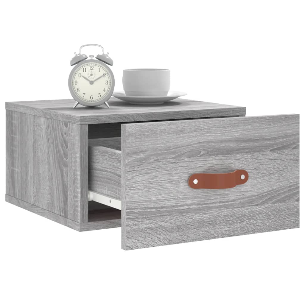 Comodino a Muro Grigio Sonoma 35x35x20 cm