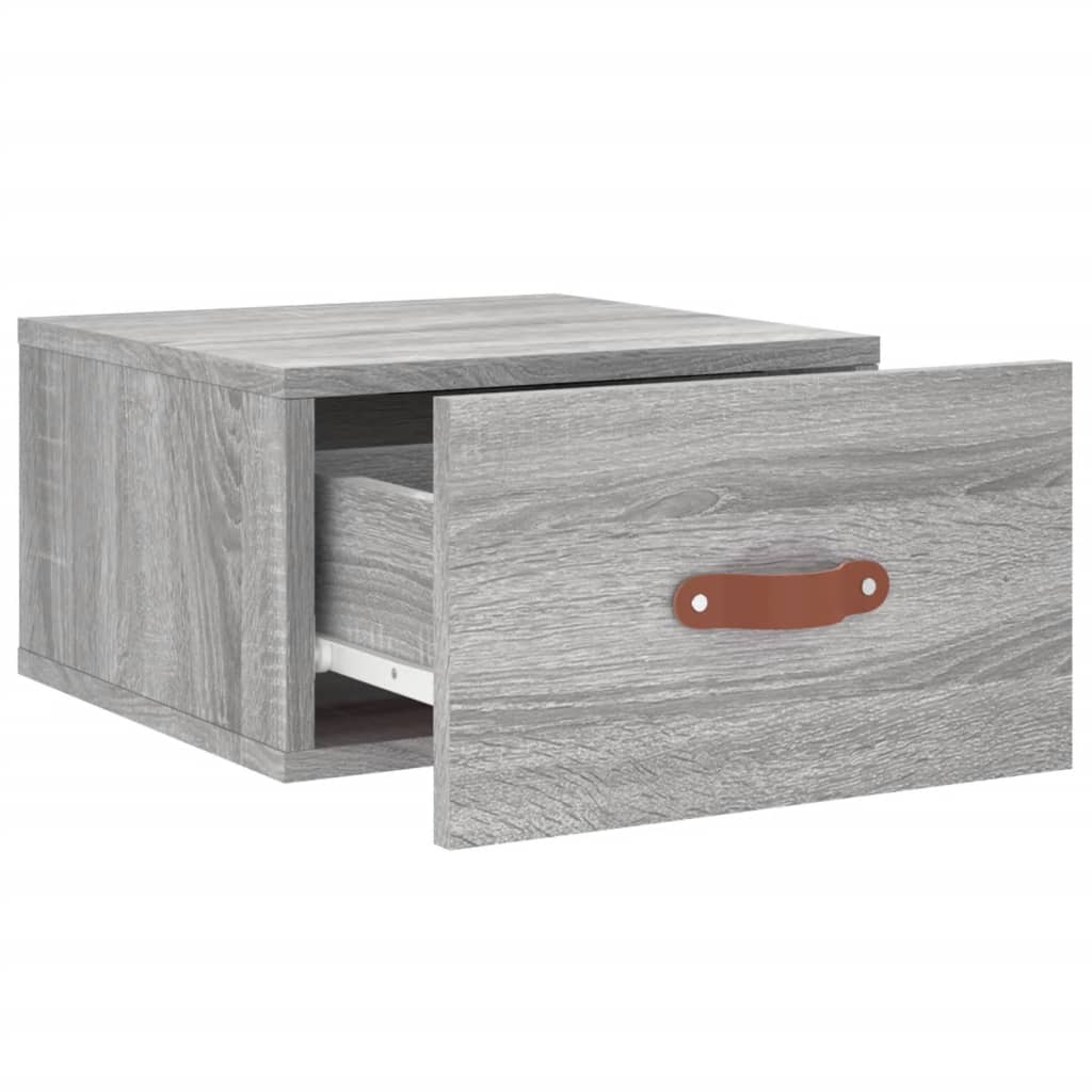 Comodino a Muro Grigio Sonoma 35x35x20 cm