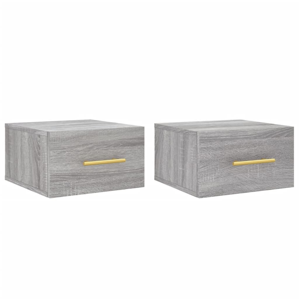 Comodini a Muro 2 pz Grigio Sonoma 35x35x20 cm