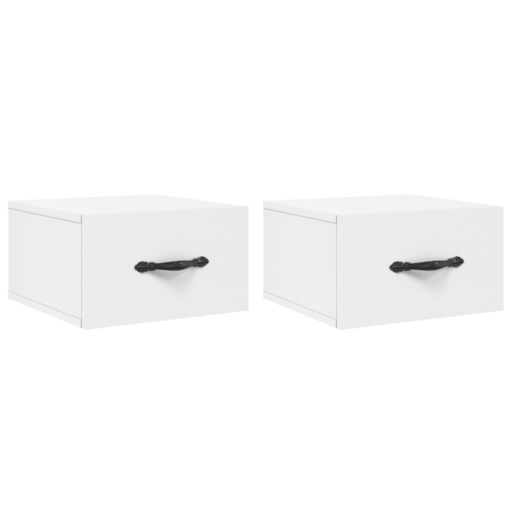 Comodini a Muro 2 pz Bianchi 35x35x20 cm