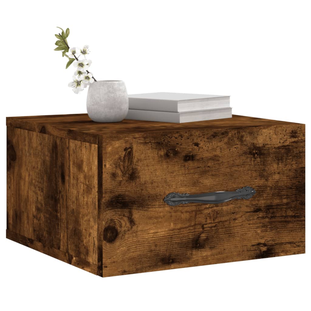 Comodino a Muro Rovere Fumo 35x35x20 cm