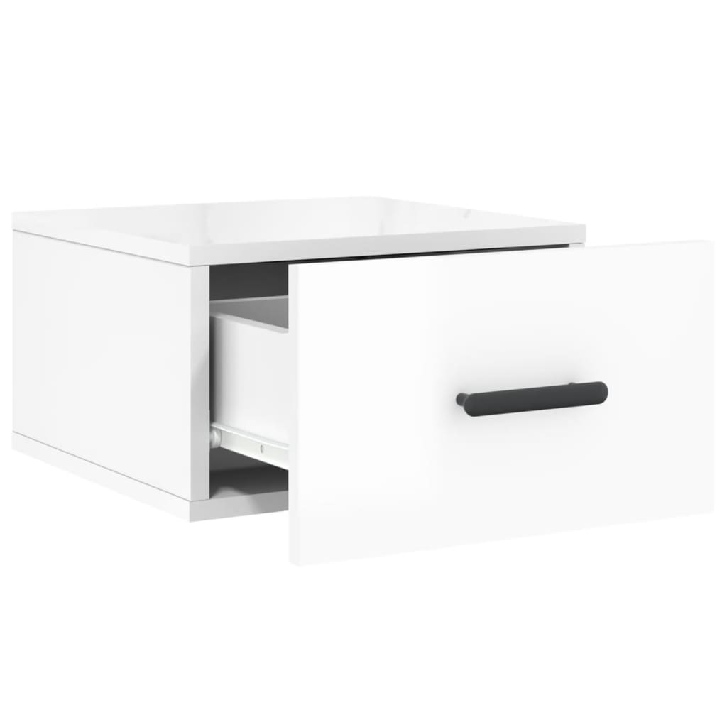 Comodini a Muro 2 pz Bianco Lucido 35x35x20 cm