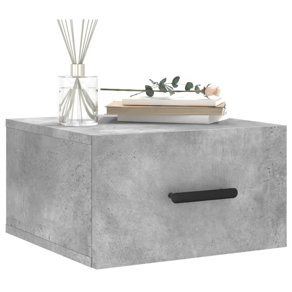 Comodino a Muro Grigio Cemento 35x35x20 cm