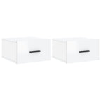 Comodini a Muro 2 pz Bianco Lucido 35x35x20 cm