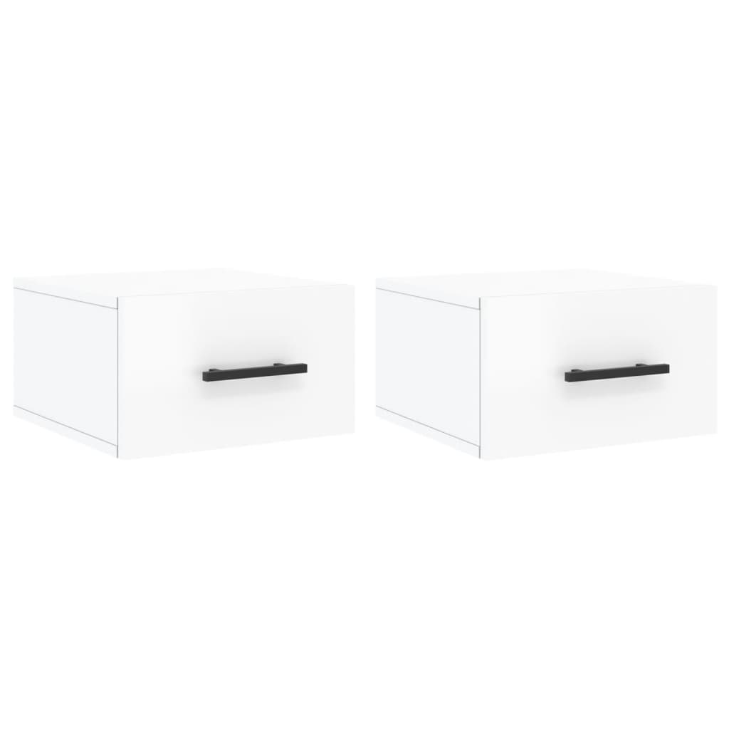 Comodini a Muro 2 pz Bianco Lucido 35x35x20 cm