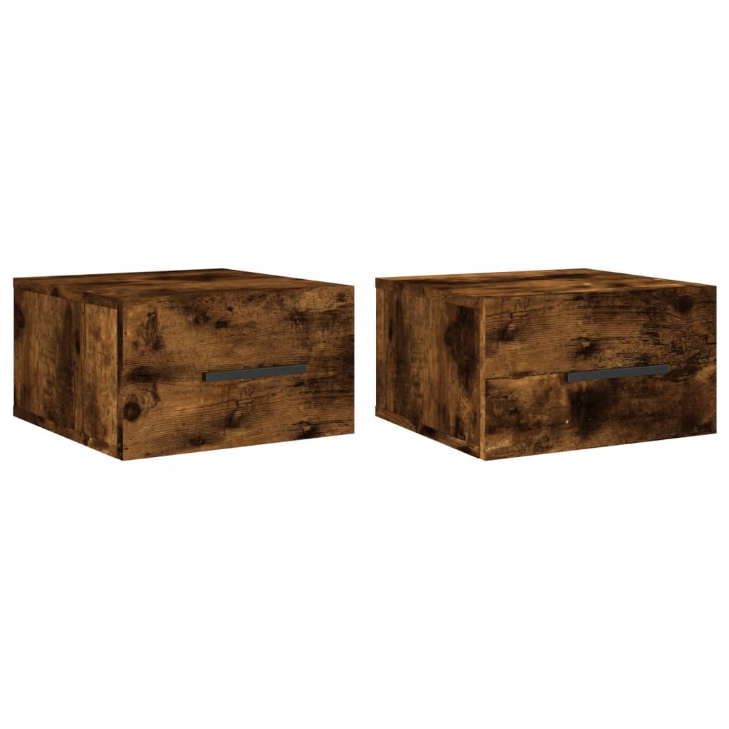 Comodini a Muro 2 pz Rovere Fumo 35x35x20 cm