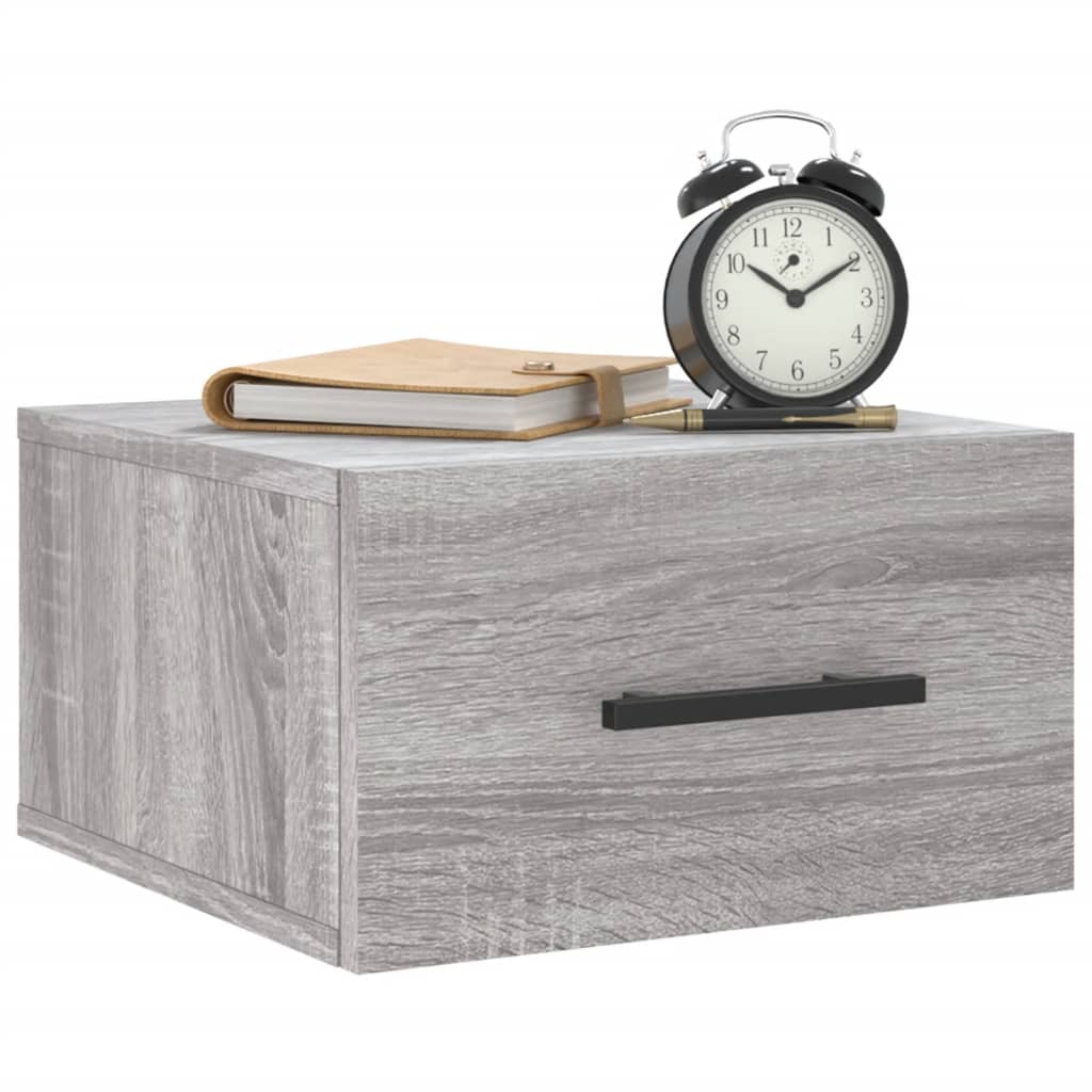 Comodino a Muro Grigio Sonoma 35x35x20 cm