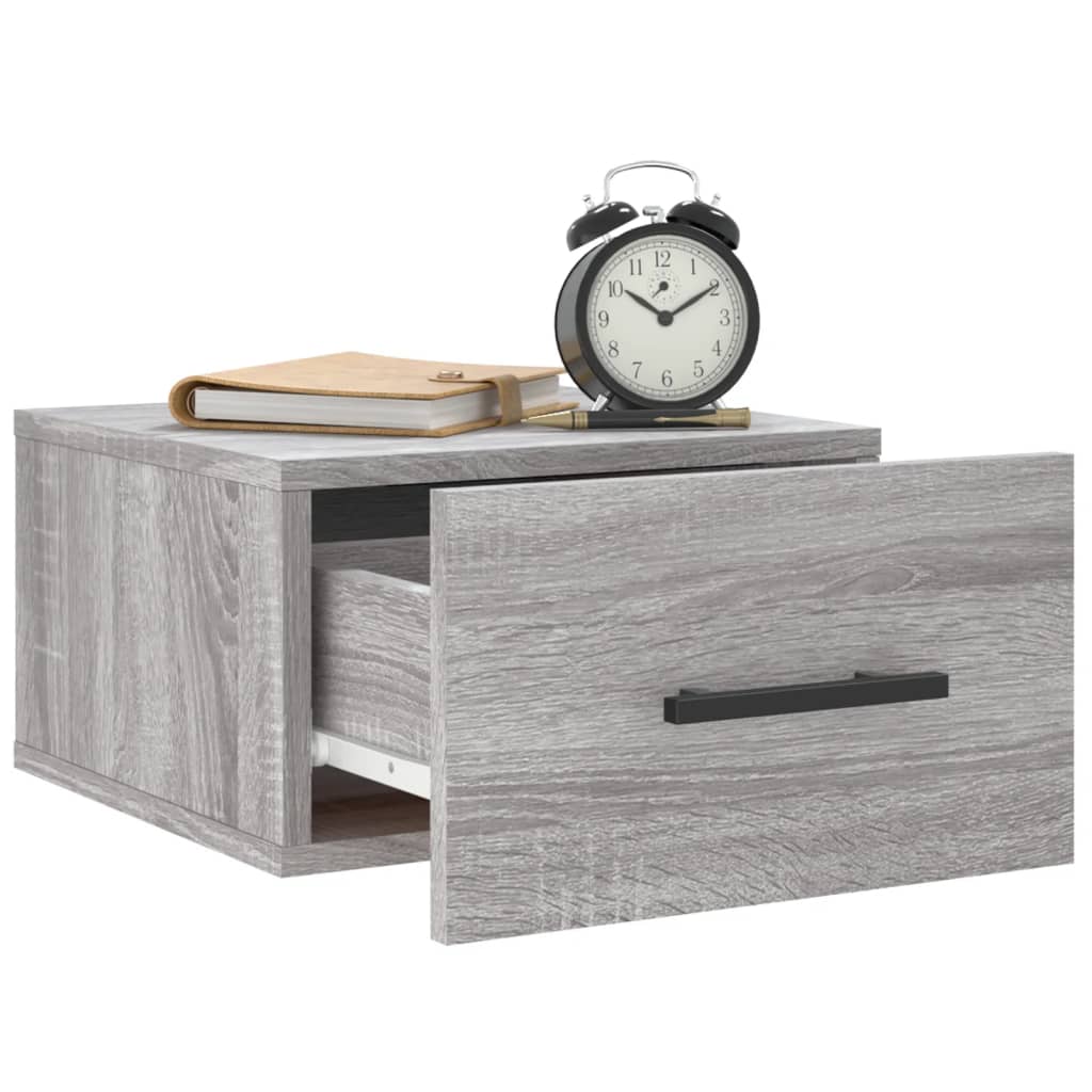 Comodino a Muro Grigio Sonoma 35x35x20 cm